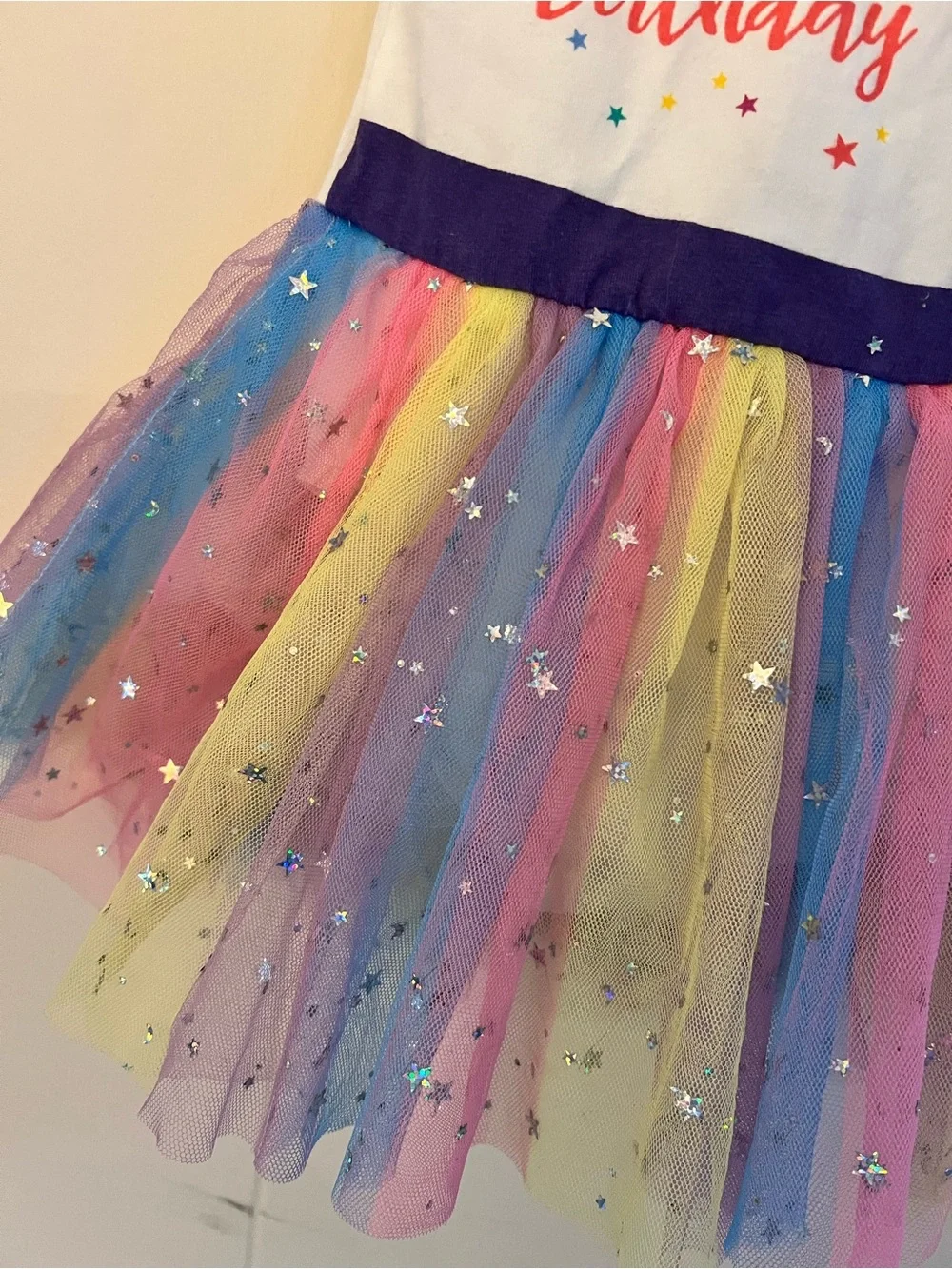 4T Unicorn 'Birthday Girl' Tutu Dress with Rainbow Tulle